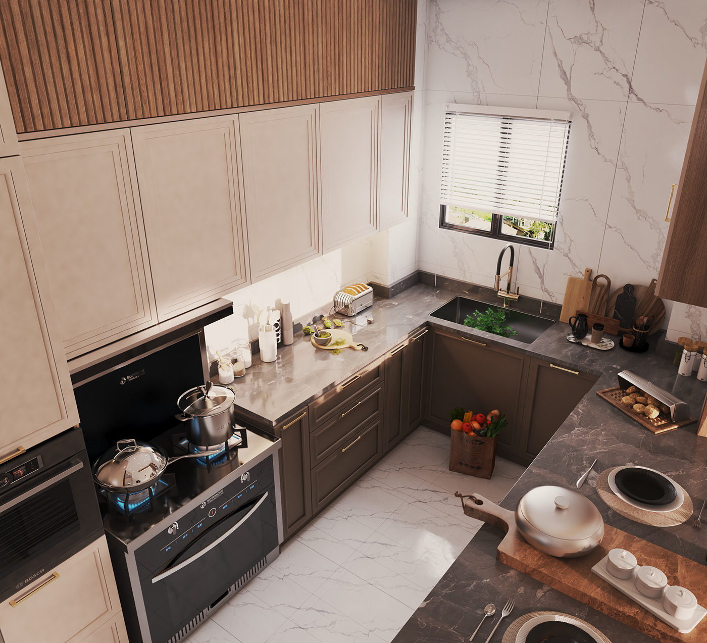 countertop kitchen interior design  CGI visualization modern archviz 3ds max Render architecture Freelance architect design Like home Space  planning luxury wood luxuryinteriors