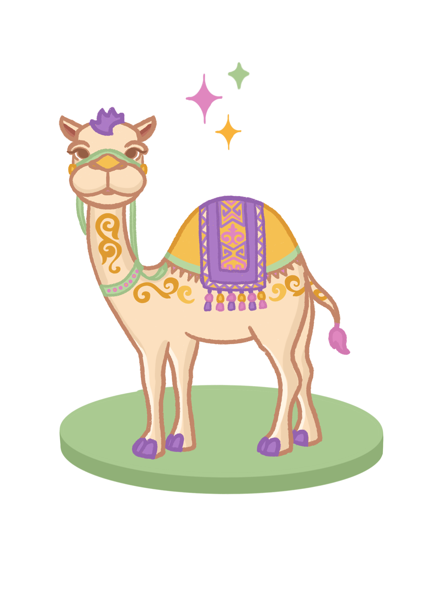 Livestock horse camel sheep childrens illustration book illustration cute illustration ornamental kazakh cow Ethnic cultural