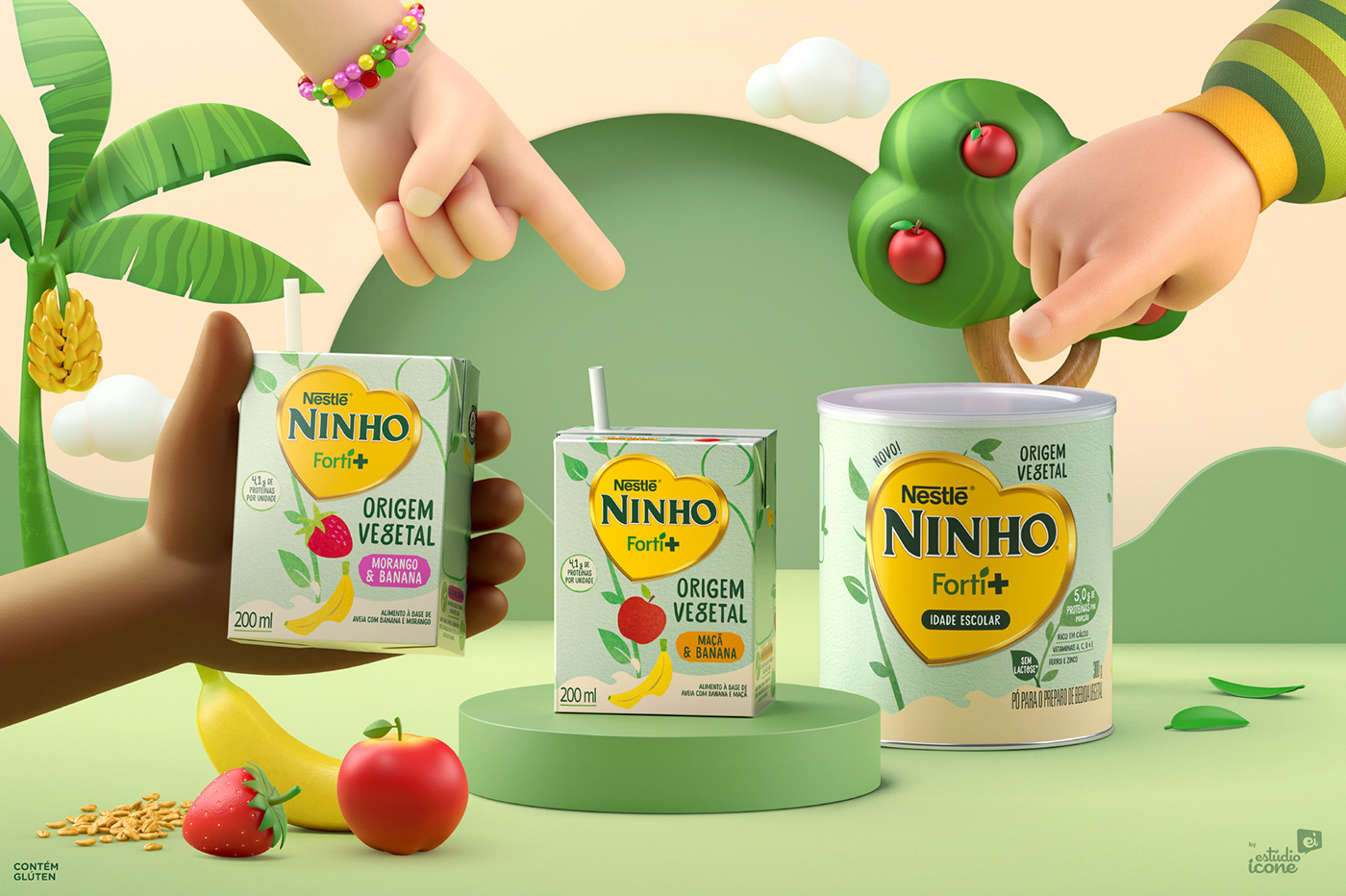 Advertising  animation 3d cartoon Character design  Digital Art  hands ILLUSTRATION  milk nestle package