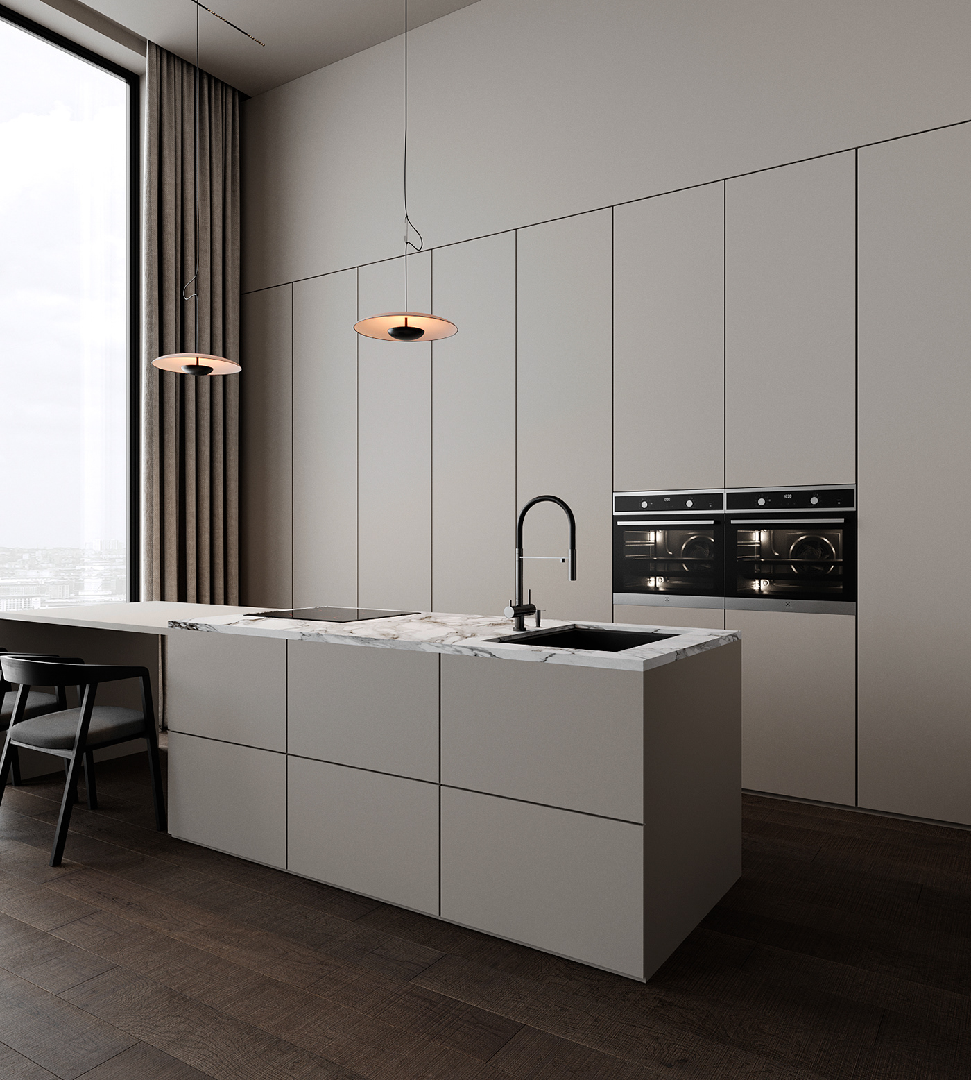 Interior interiordesign CGI visualization 3ds max rendering kitchen living room apartment