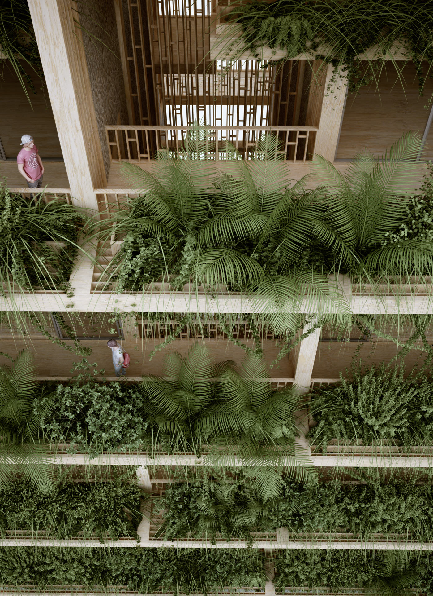 Landscape green plants India Hyderabad Stairwell stepwell henna maze Sustainability facade Ecology ecologic