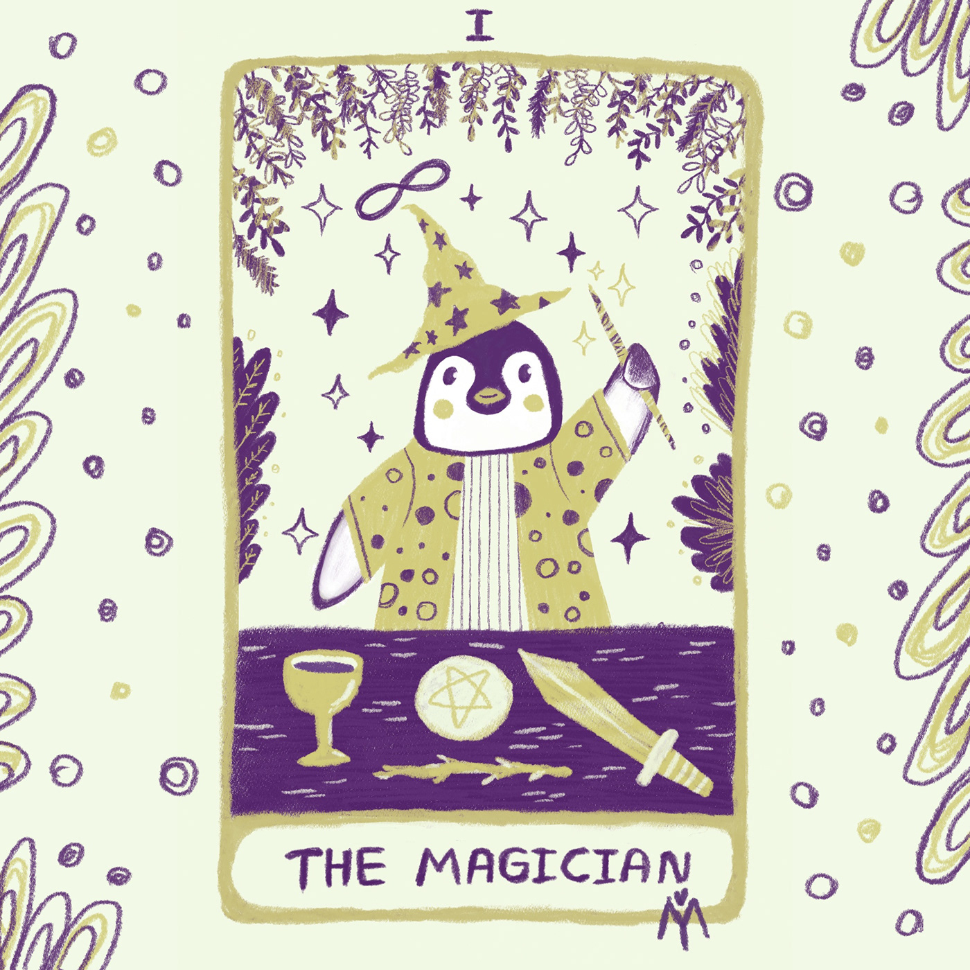 digitalart tarotcards ILLUSTRATION  penguin cute magician Illustrator