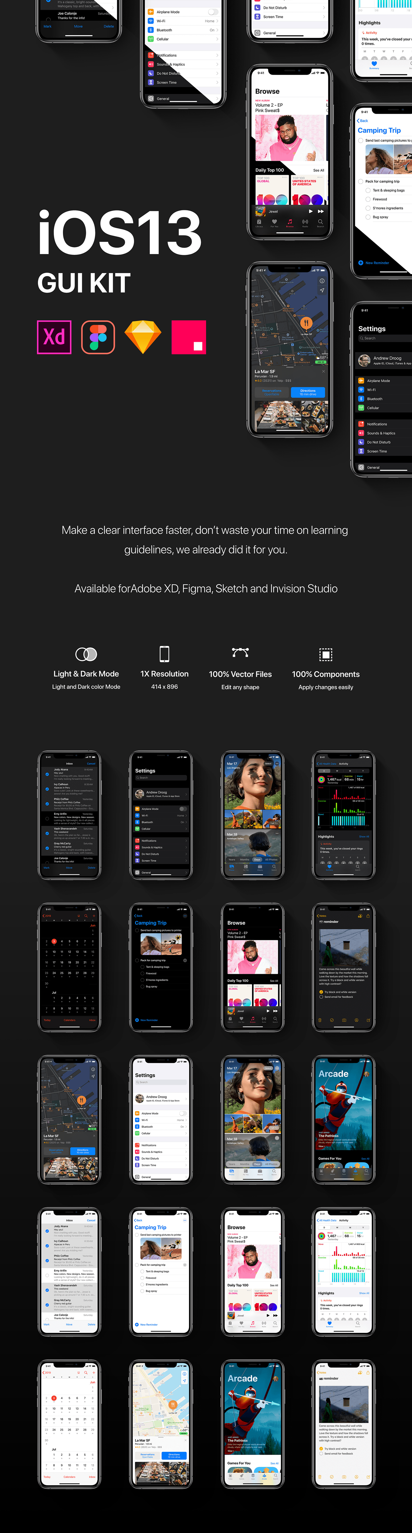 Adobe XD adobexd app kit design Figma GUI inVISION ios kit ios13 iphone kit