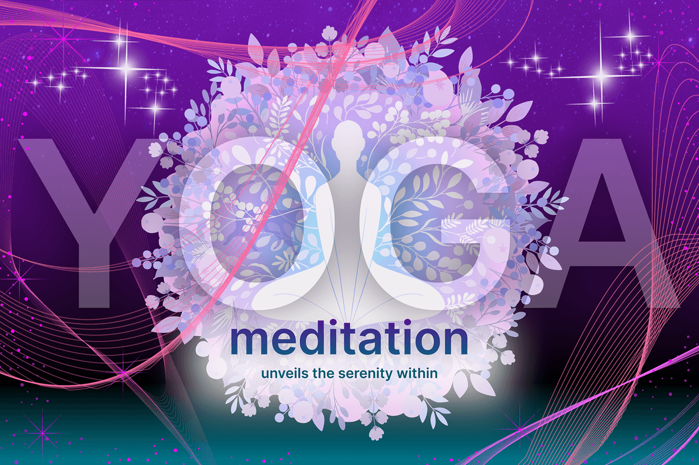 web-design Yoga meditation purple banner design Mysticism universe galaxy