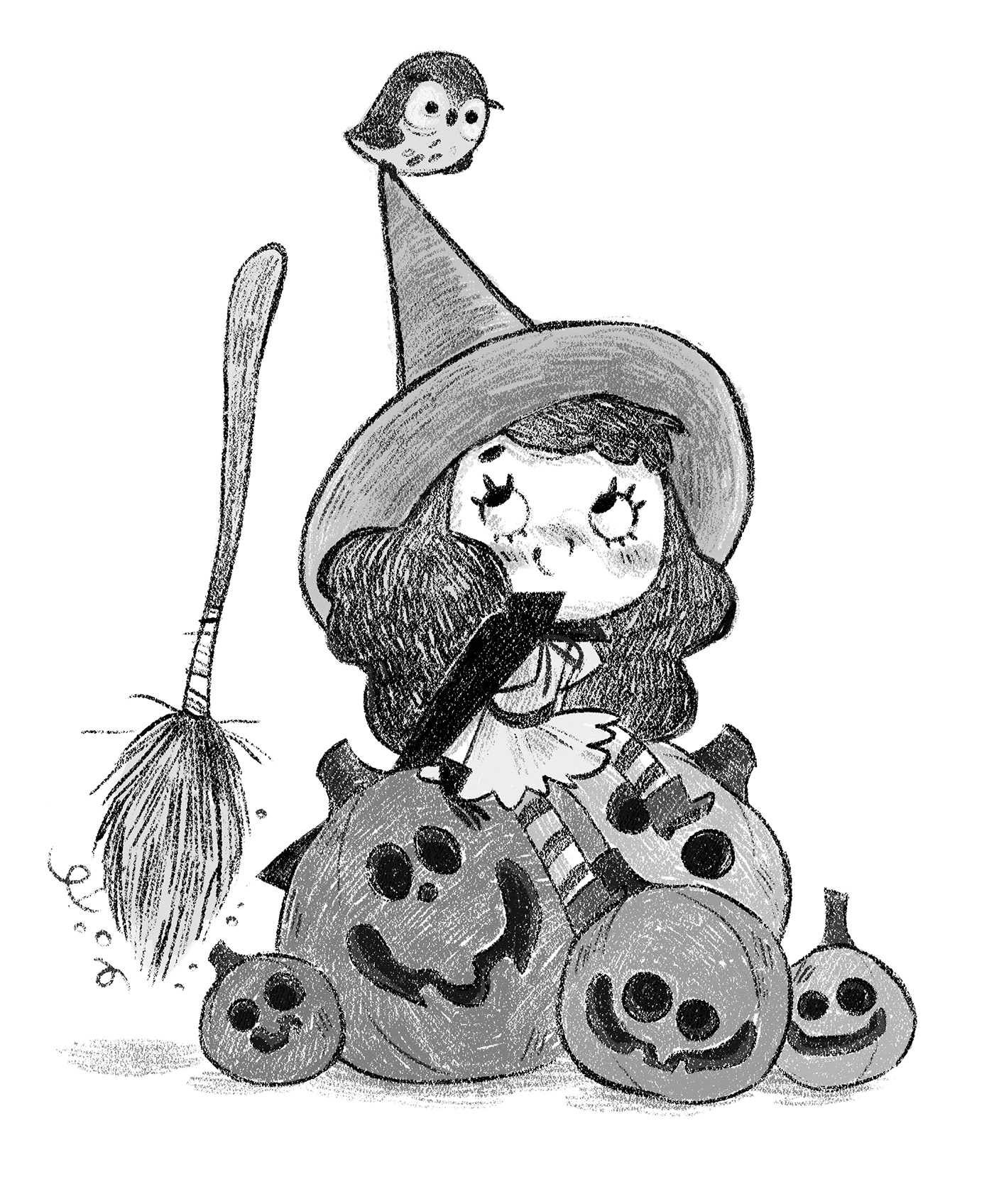 digitalart DigitalIllustration Halloween kidillustration kidlit pumpkins Witches wizard