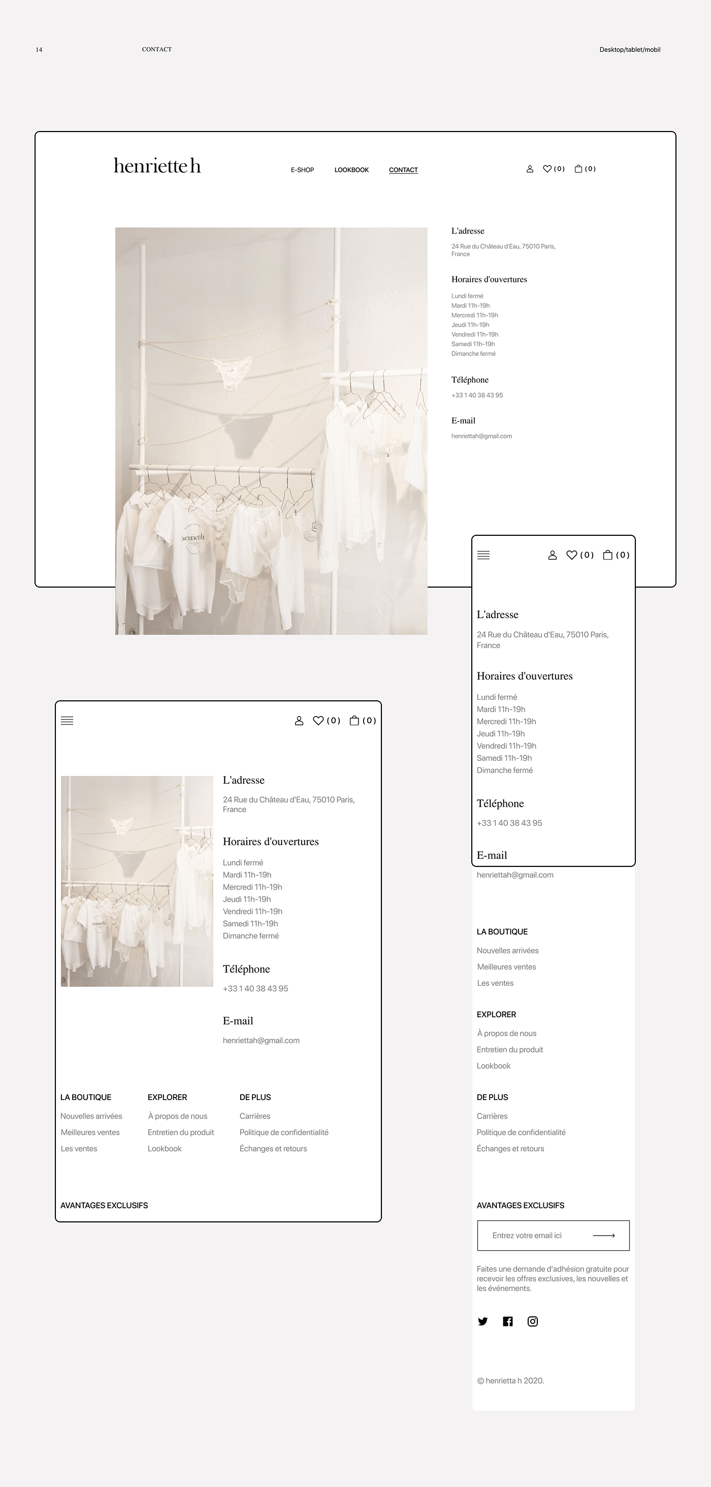 clean e-commerce henriette h minimal redesign ux/ui Web Design 