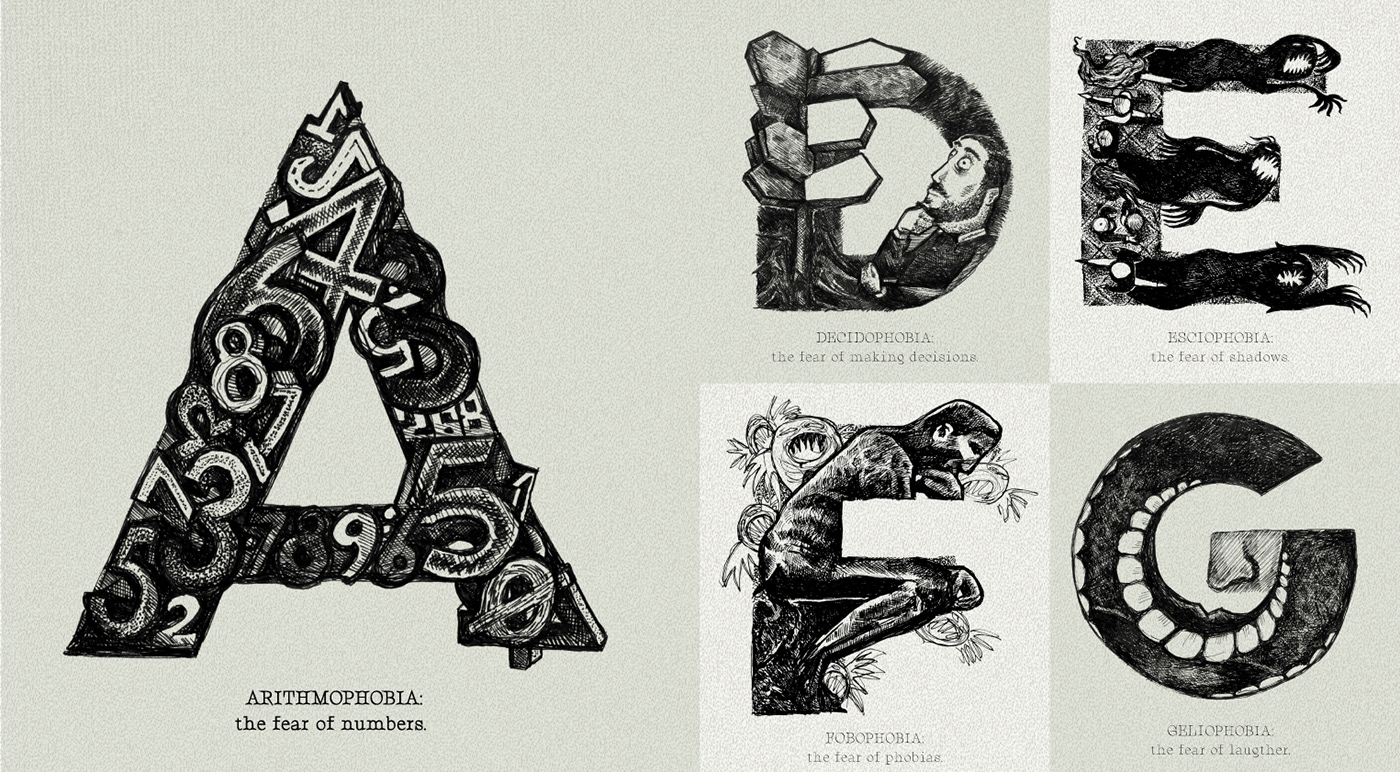 36daysoftype ALPHOBIET phobias typography   Drawing  pen Typeface typo concept