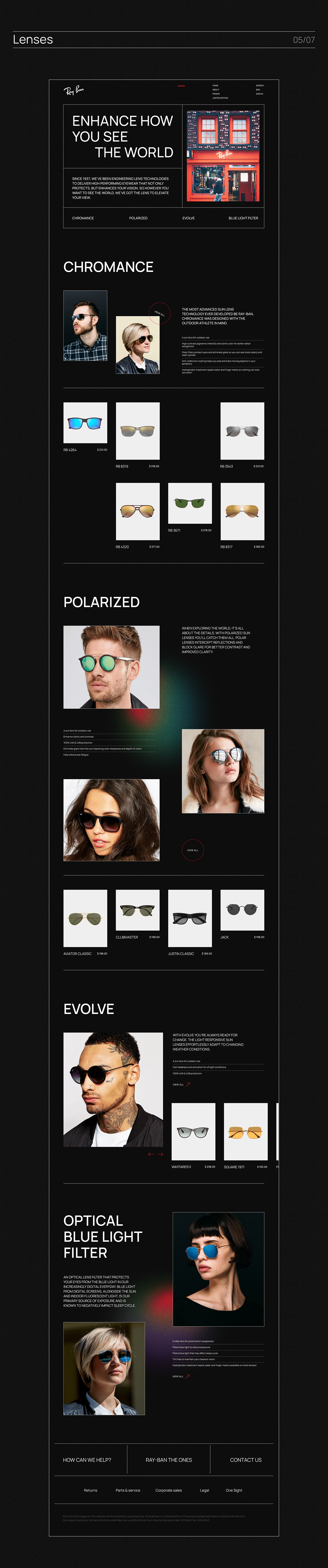 UI ux Web Webdesign Website online store Ray-ban redesign Sunglasses UI/UX