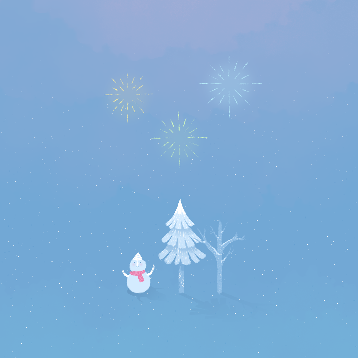 illustrations emotion simple drawing Love Space  winter acrylic painting Character design  pastel colors trend