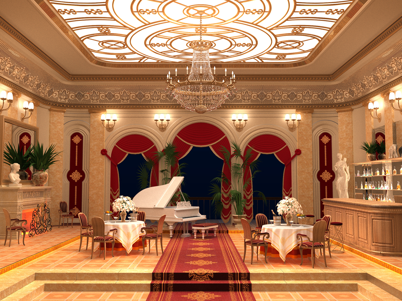 rendering визуализация 3d Visualisation restaurant интерьер