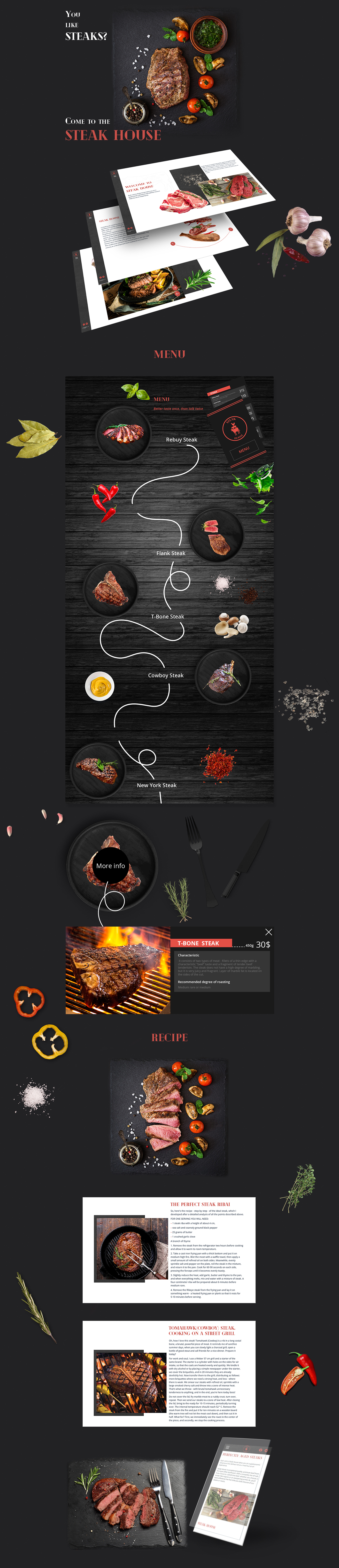 design Web Design  UI/UX meat steak web site site beef dark