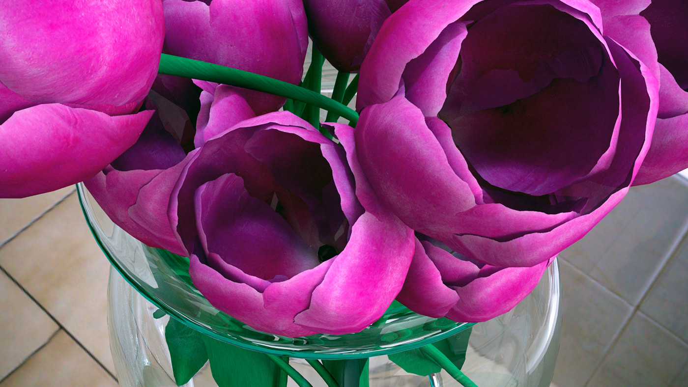 3dsmax 3dmax моделирование моделлинг Render рендер 3D CG ваза тюльпаны