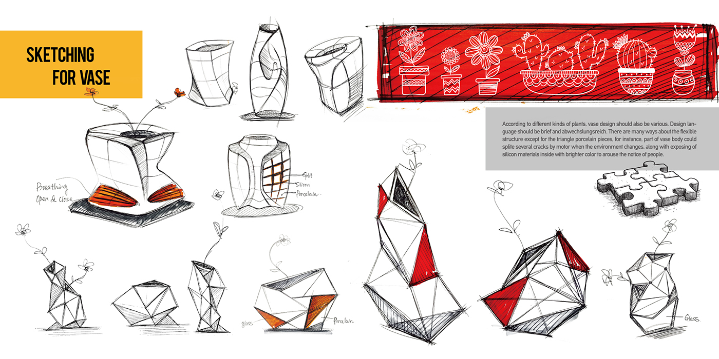 ceramic design Interaction design  emotional design Vase Flexible Form
