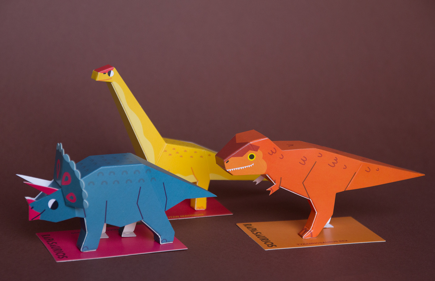 papercraft dinosaurs guardabosques rapanui paper dinosaurs lowpoly paper kit ILLUSTRATION  branding  papertoys