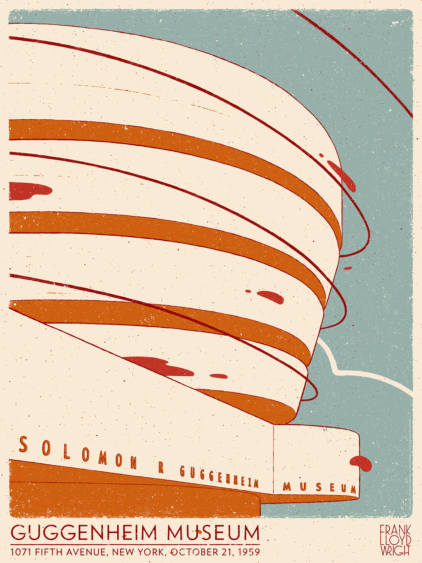 Frank Lloyd Wright guggenheim guggenheim museum modern architecture New York poster screenprint silkscreen Taliesin