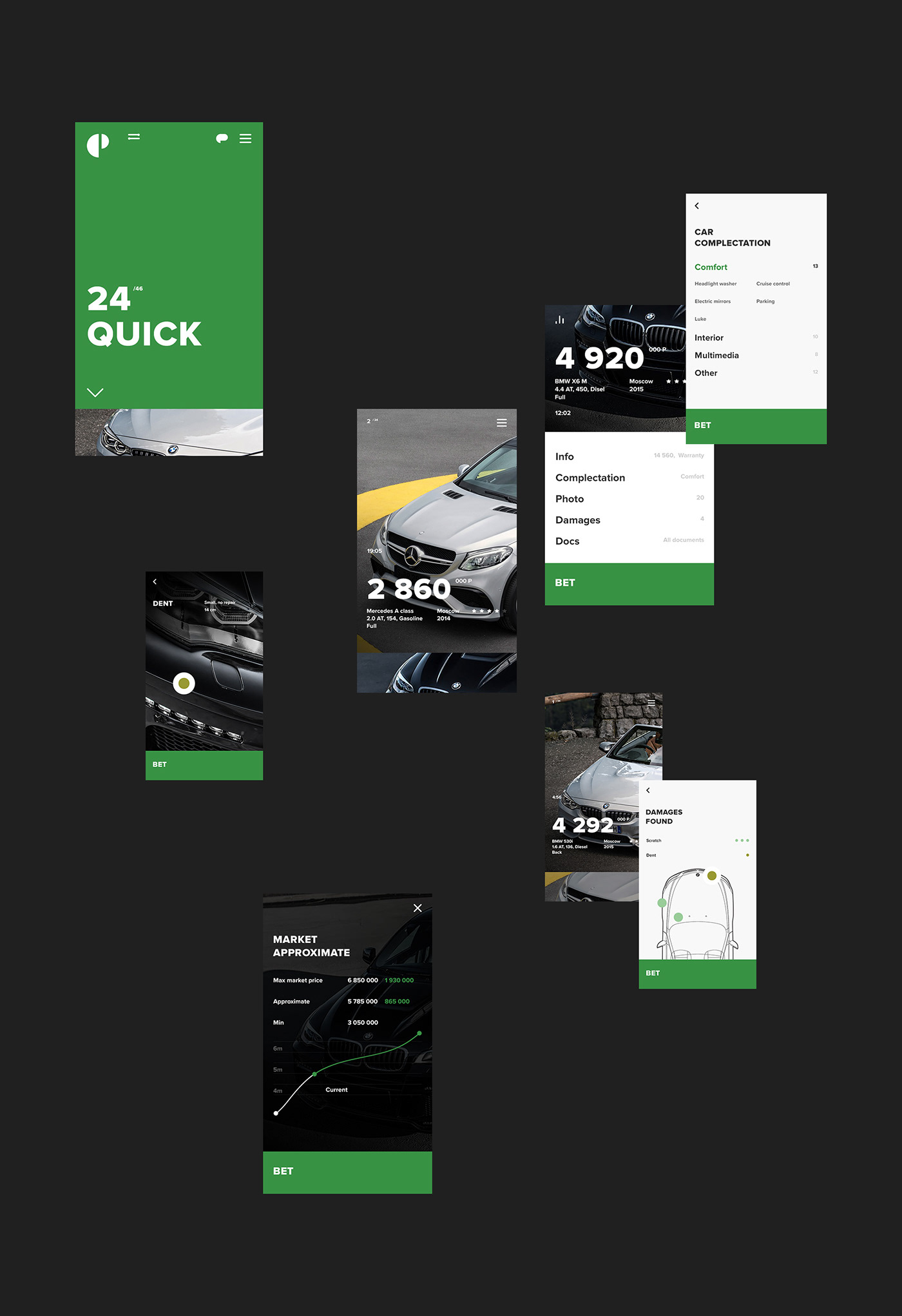 carprice car promo sell buy Web clean minimal green White