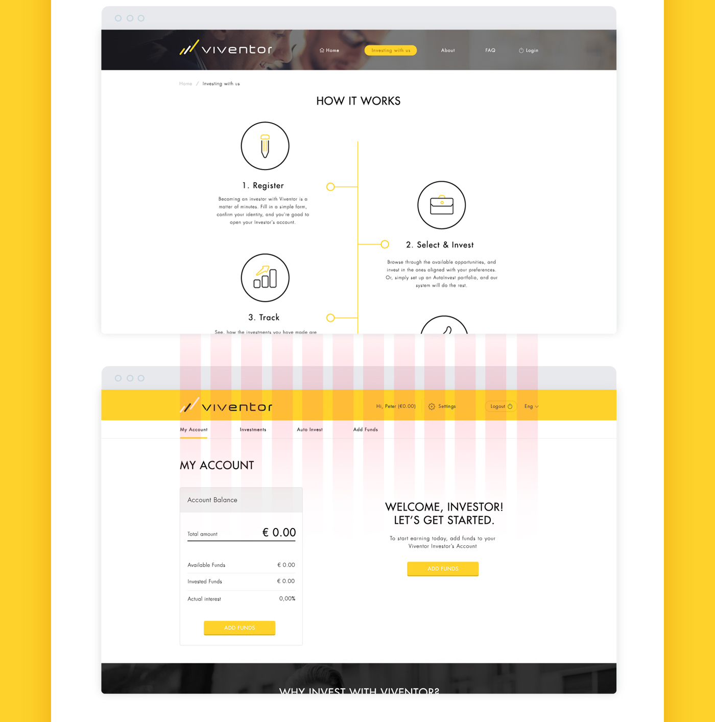 Adobe Portfolio clean simple minimal yellow dark White contrast rounded bold Smart finance