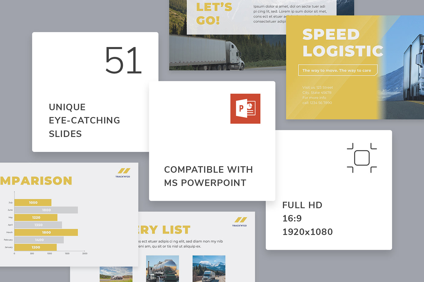 Powerpoint presentation template slide professional design infographic creative trucking Logistics