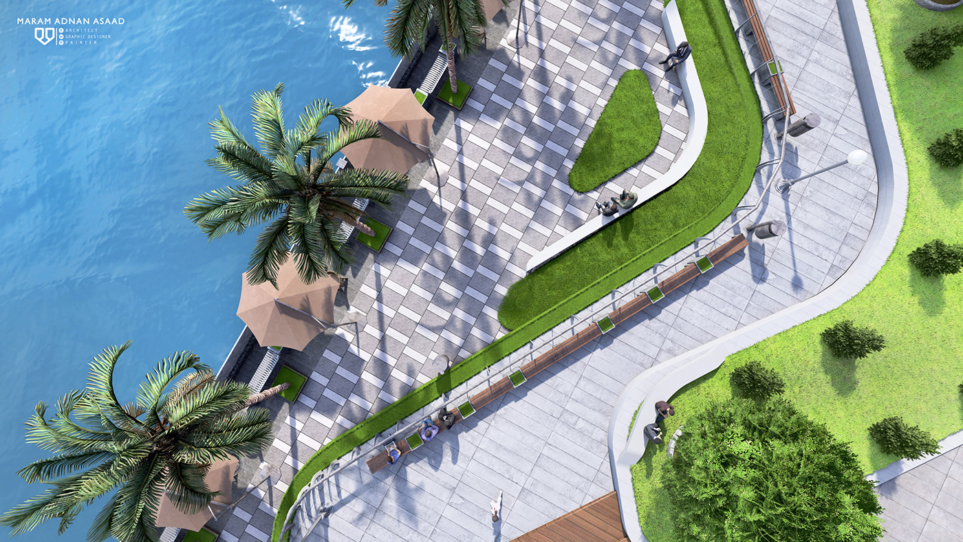 Landscape Design visualization hotel garden gardendesign landscapearchitecture aden yemen architecture visualisation