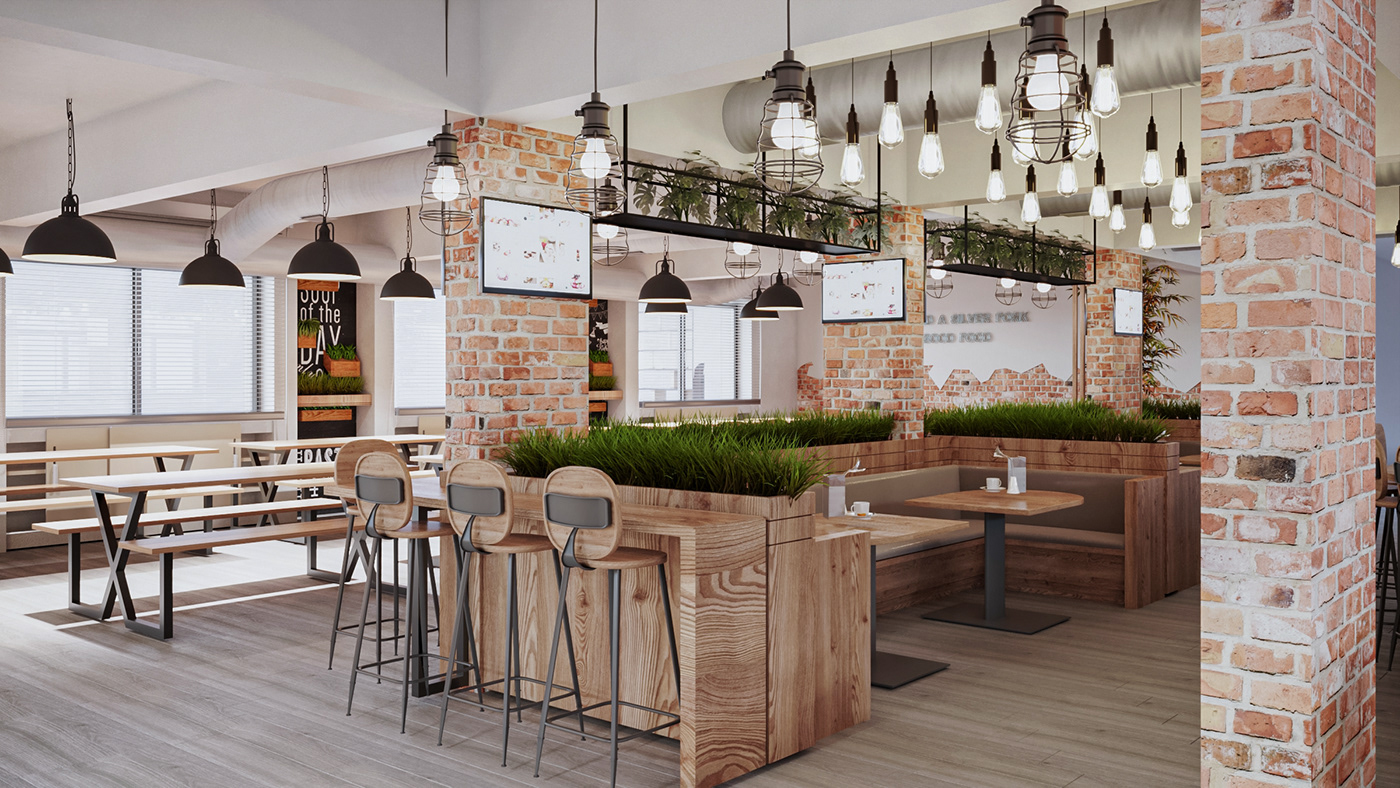 interior design  Render architecture visualization industrial design  concept canteen restaurant cafe school