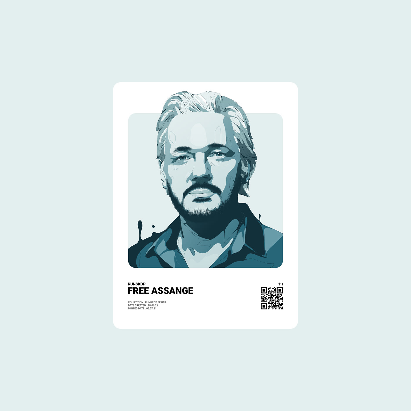 digital painting donation ILLUSTRATION  julian assange Justice nft portrait wikileaks Digital Art  vector