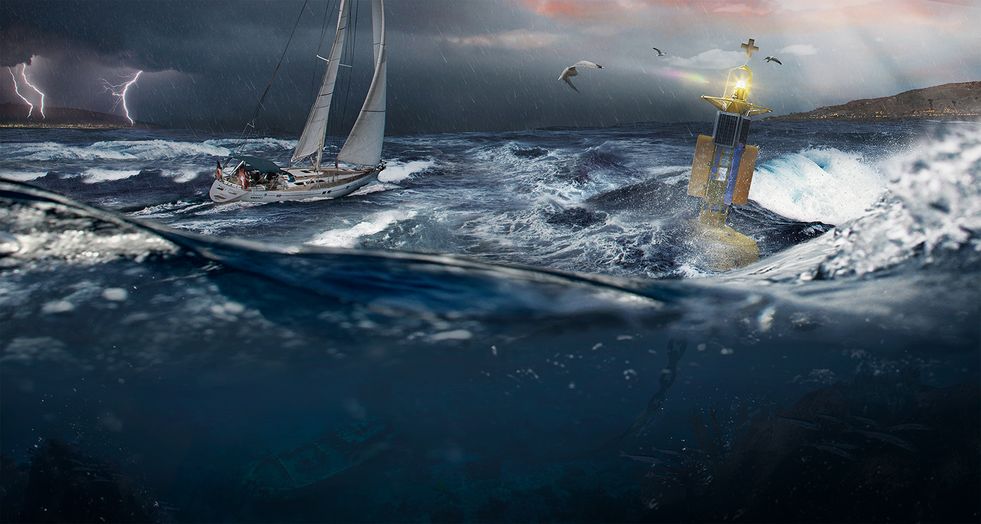 Garmin Sail boat Advertising  Photography  inspiration manipulation commercial Ocean navigation