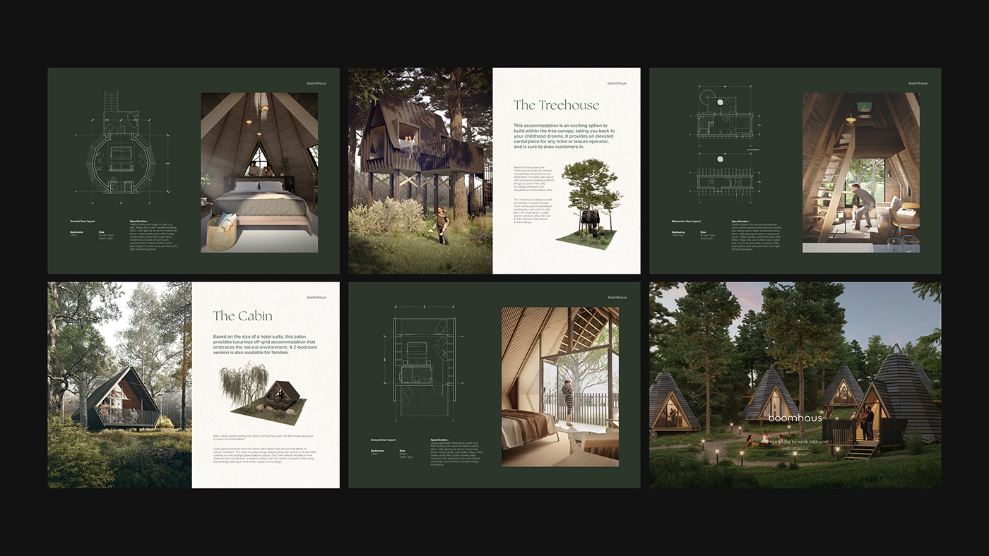 real estate editorial horizontal tree house green Nature calm brochure forest print design 