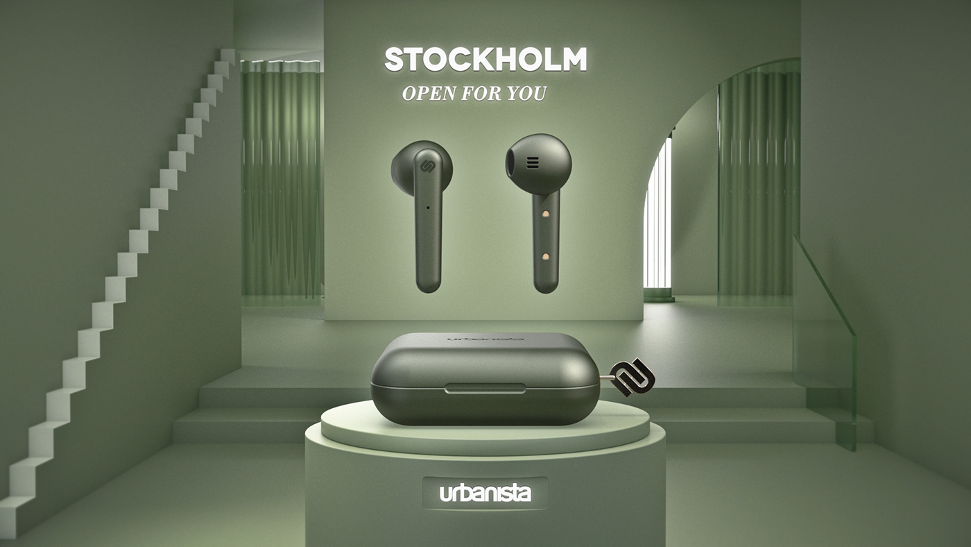 Urbanista Stockholm headphones Interior 3D product animation
