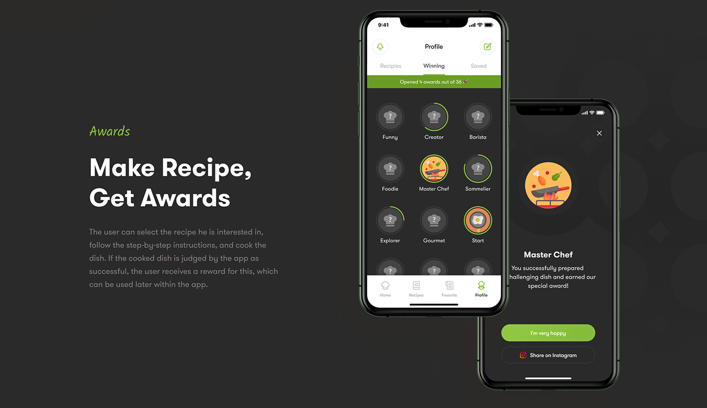 animation  application AR cooking Food  motion design phone recipes UI ux