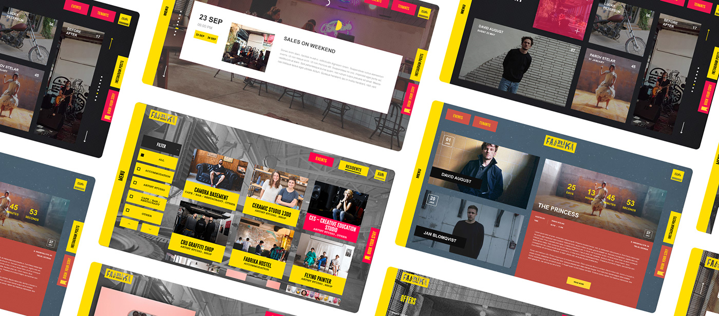 fabrika design ux UI Web Retro Memphis yellow black landing page