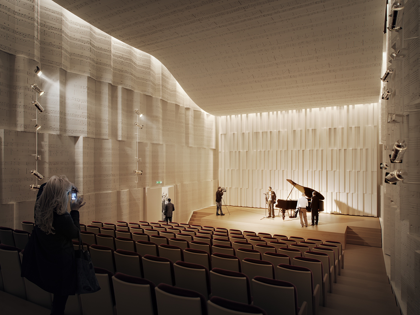 historical Interior refurbishment detail detail visualization auditorium Music Visualisation 3D 1st Prize Competition