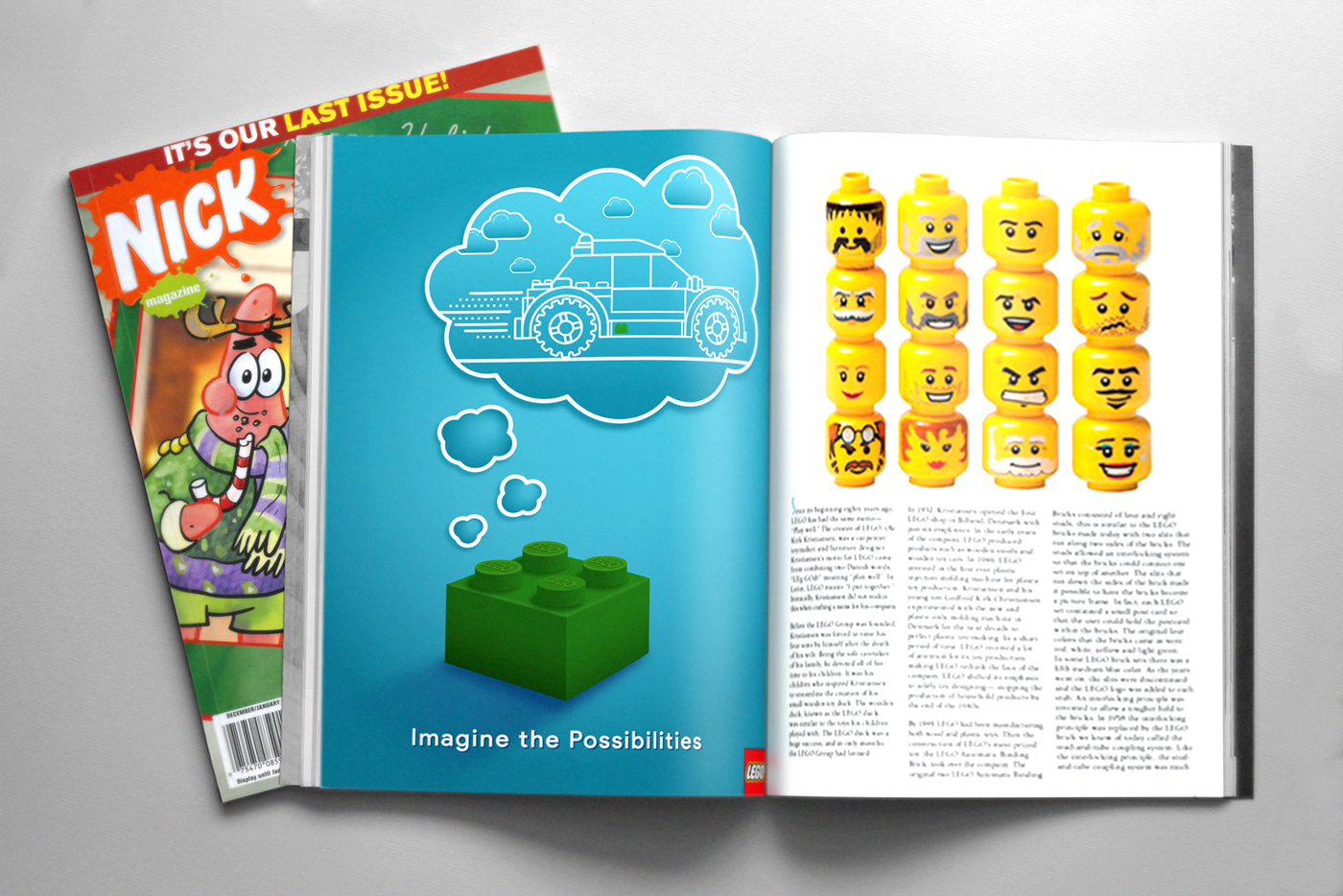 LEGO ad magazine spread kids Illustrator