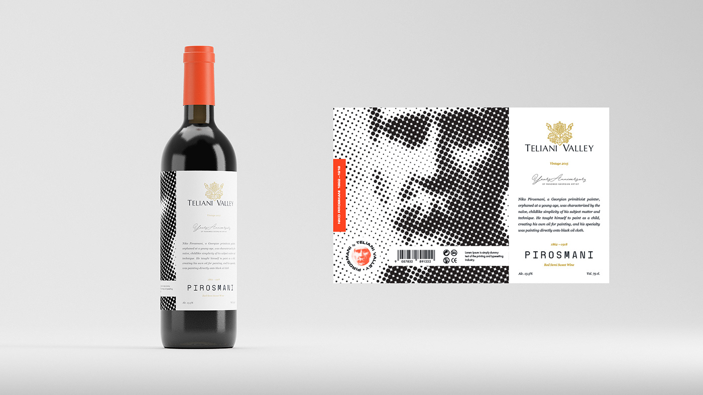 wine pirosmani alcohol Packaging tribute teliani winery halftone