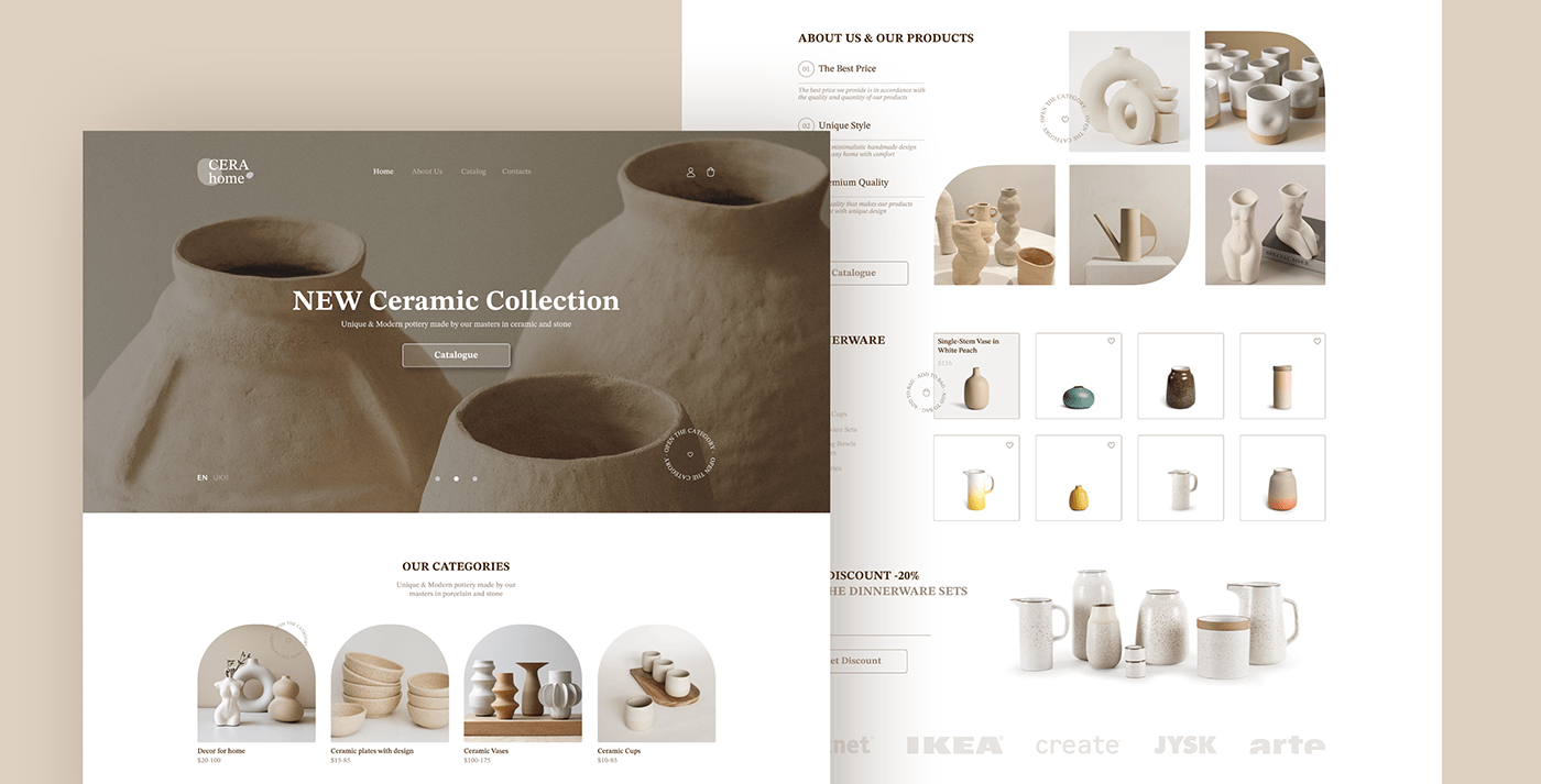 ceramica clean Ecommerce handmade minimal Pottery ui design UI/UX Web Design  Website