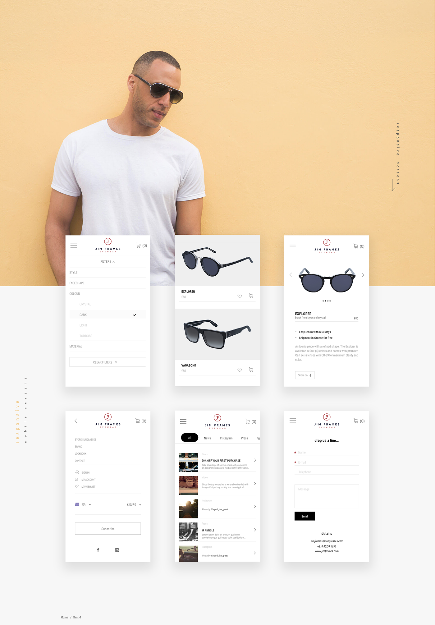 interactive design Web Design  Website eyewear Web creative Ecommerce fullscreen store
