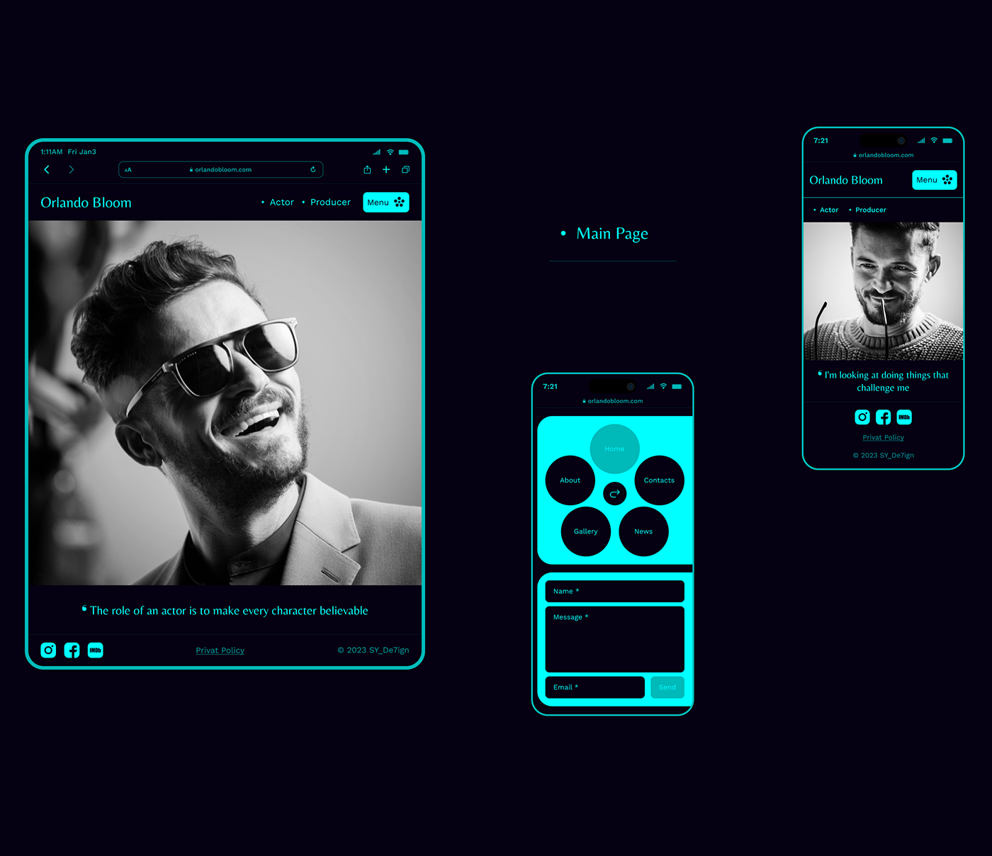 Website UI/UX portfolio actor Figma movie Web Design  Website Design clean digital