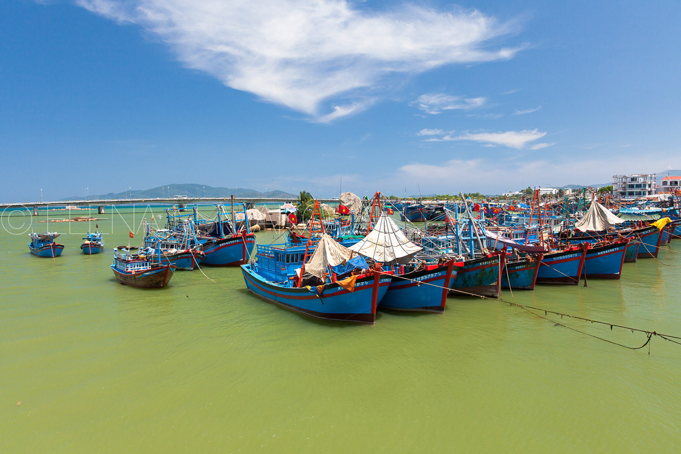 Fishing boats in the port near Nha Trang city, Vietnam