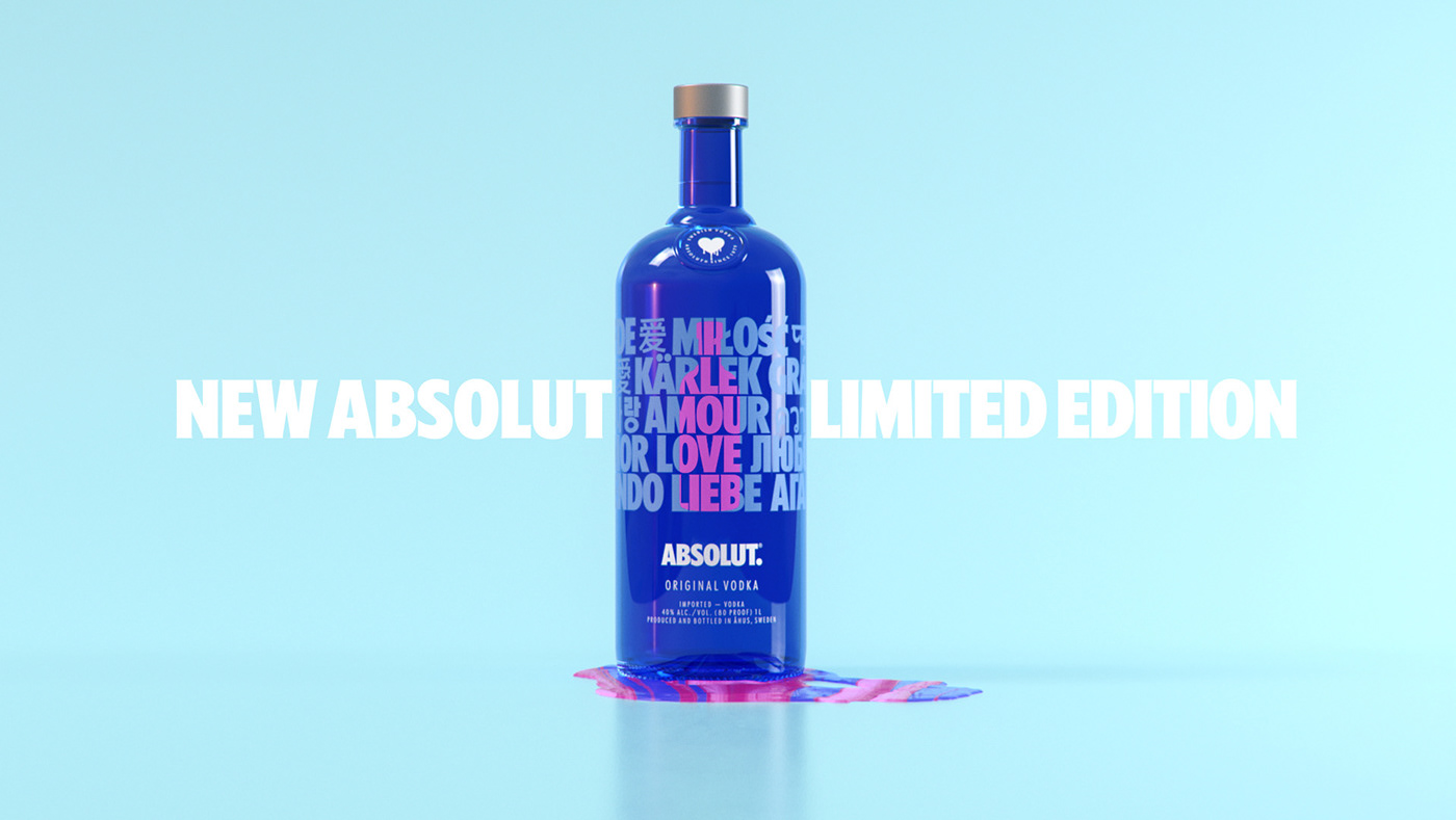 Absolut vodka Calligraphy   Handlettering lettering packaging design product Render 3D bottle Label