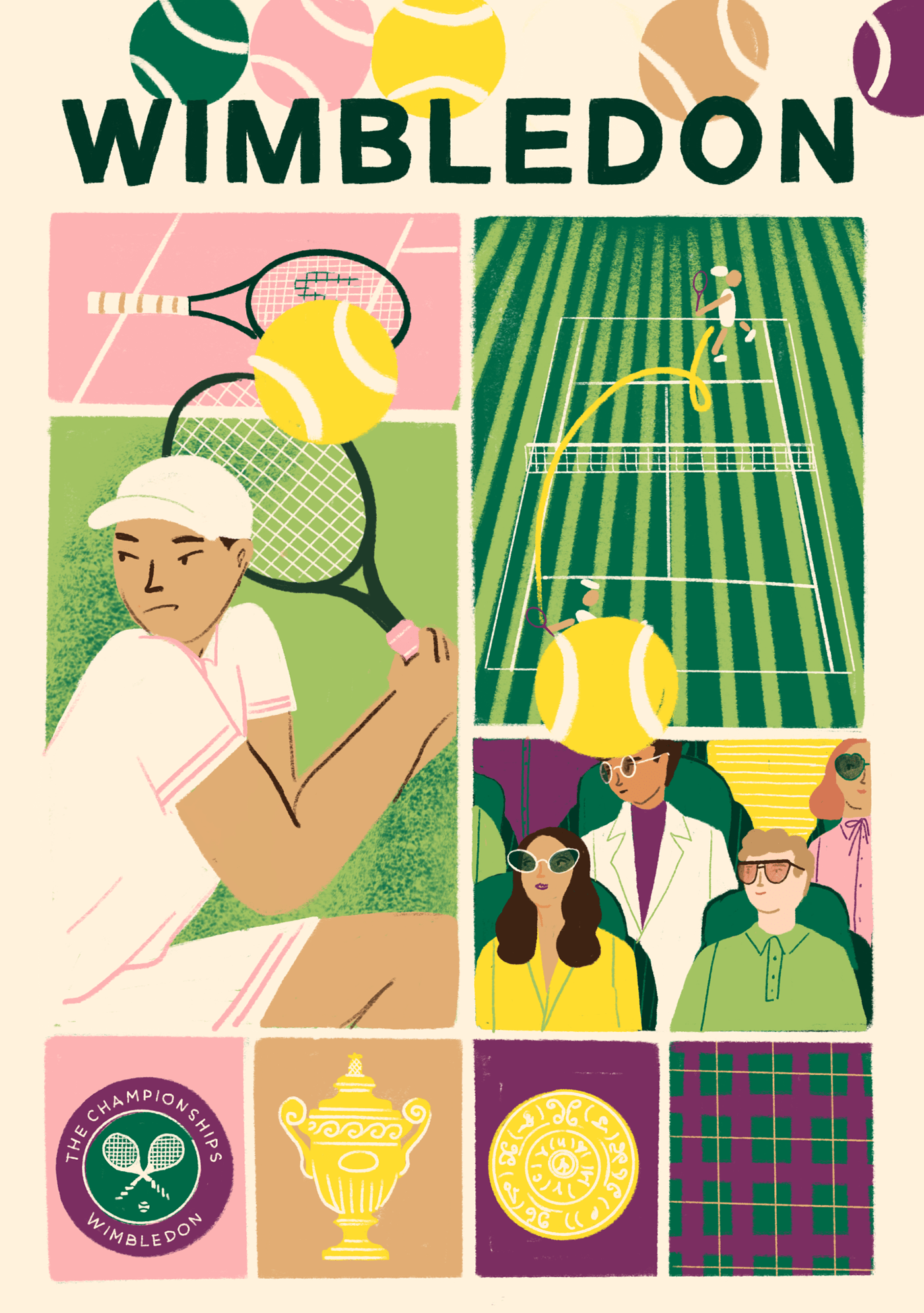 poster tennis sports Social media post illustrations digital illustration sports illustration wimbledon tennis animated poster grid illustration