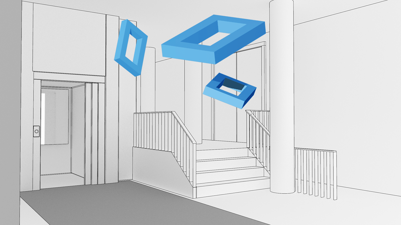 Design for rectangular shapes floating in a halway