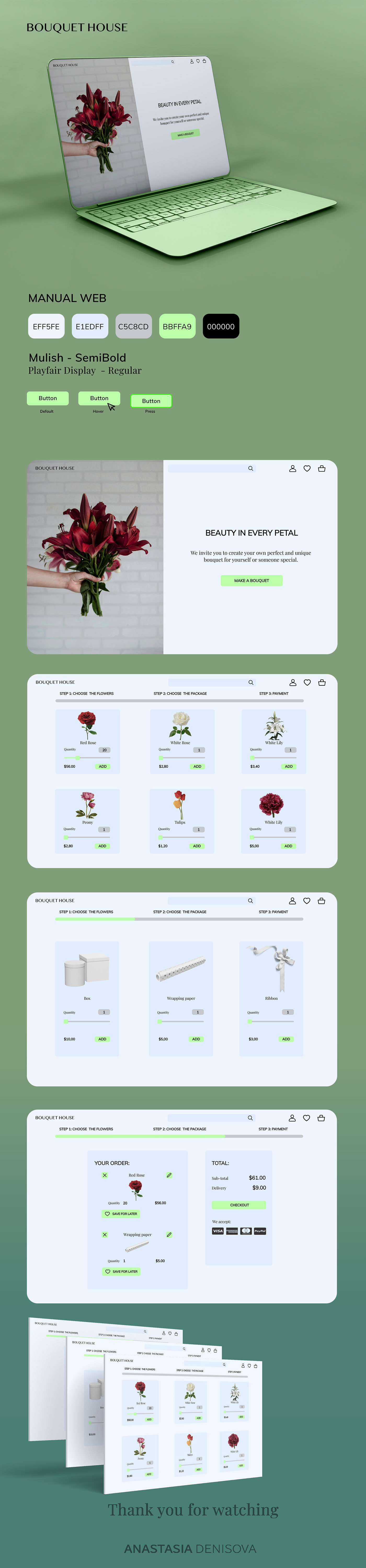 Bouquet Flower Shop Flowers UI ux ux/ui Web Web Design  webpage Website