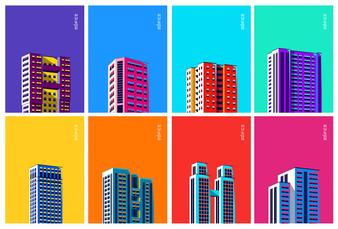 architecture edifice buildings minimalist poster series deco simple windows Office