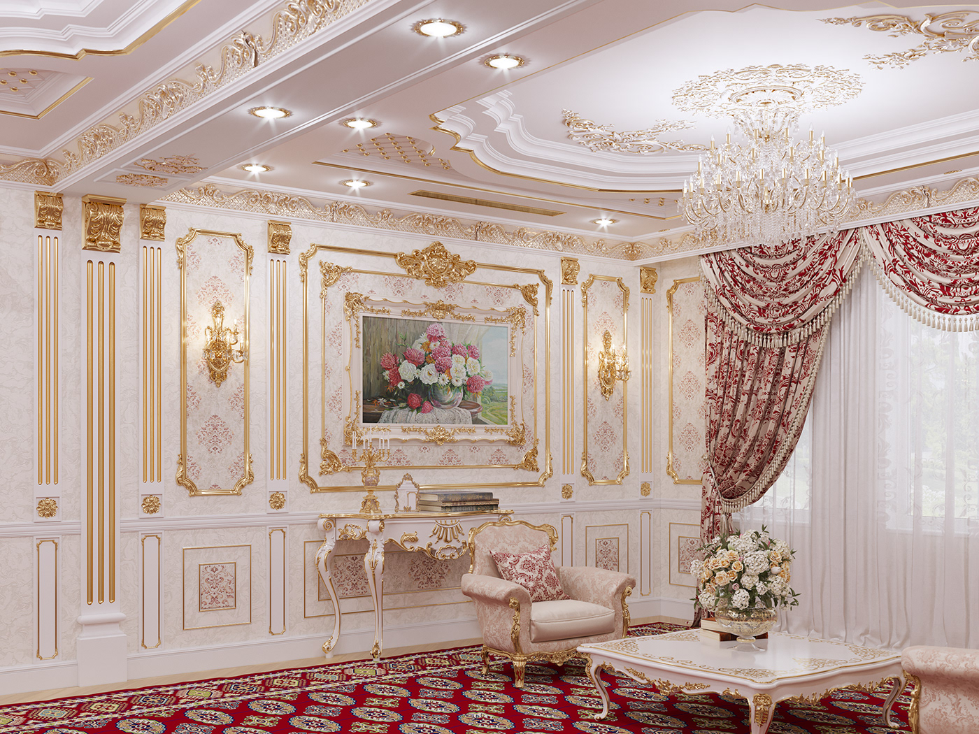 3dsmax Namainterior luxurylivingroom luxurious living room visualization designinterior Classic Interior