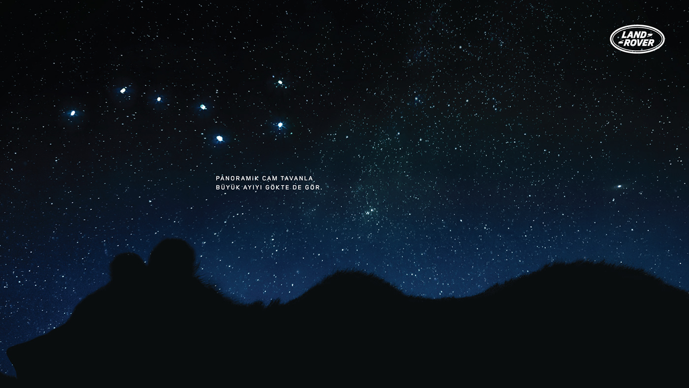 bear capricorn constellation design Land Rover night sky OOH print scorpion stars