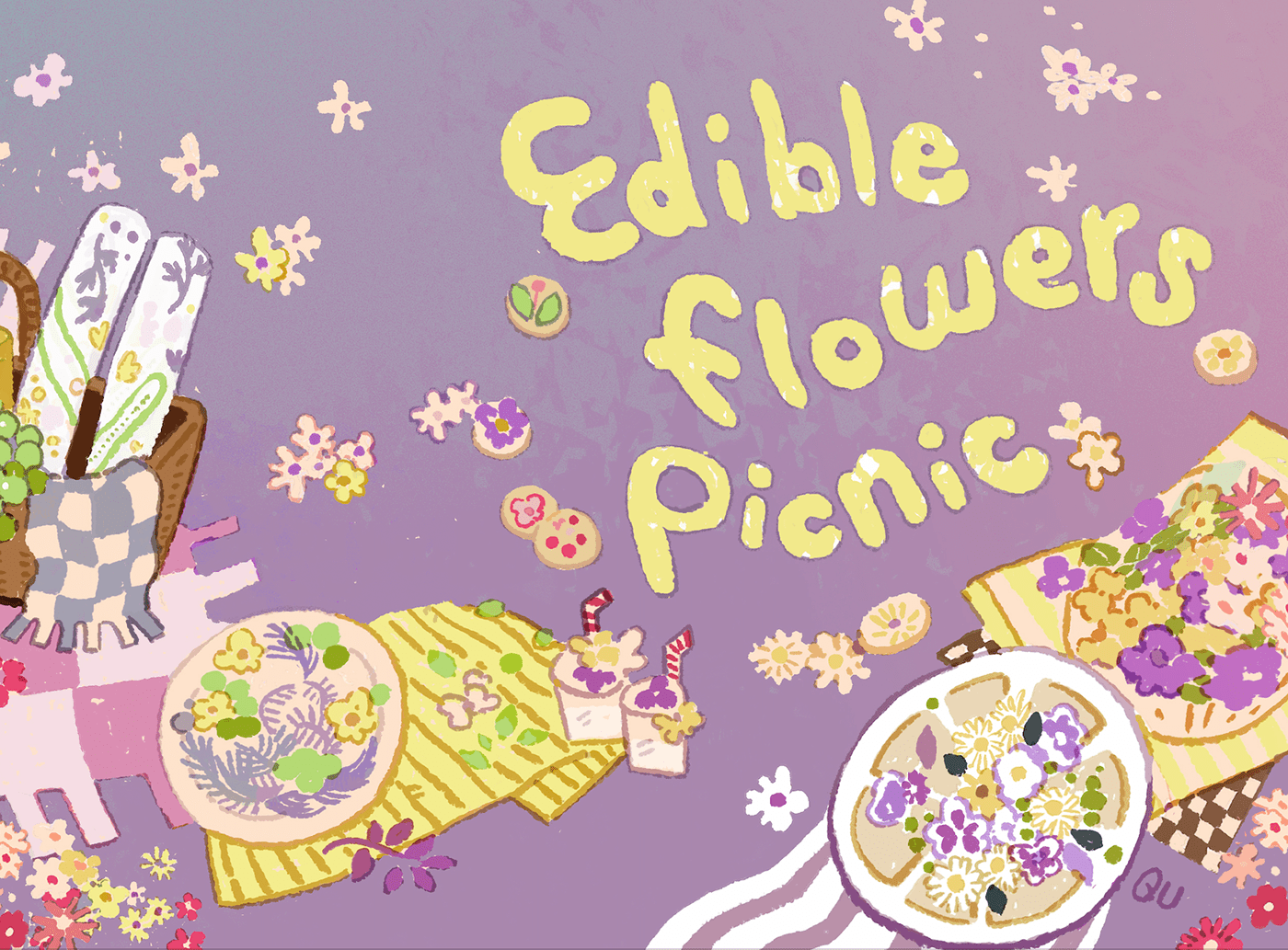 Edible Flowers Food  ILLUSTRATION  picnic recipe