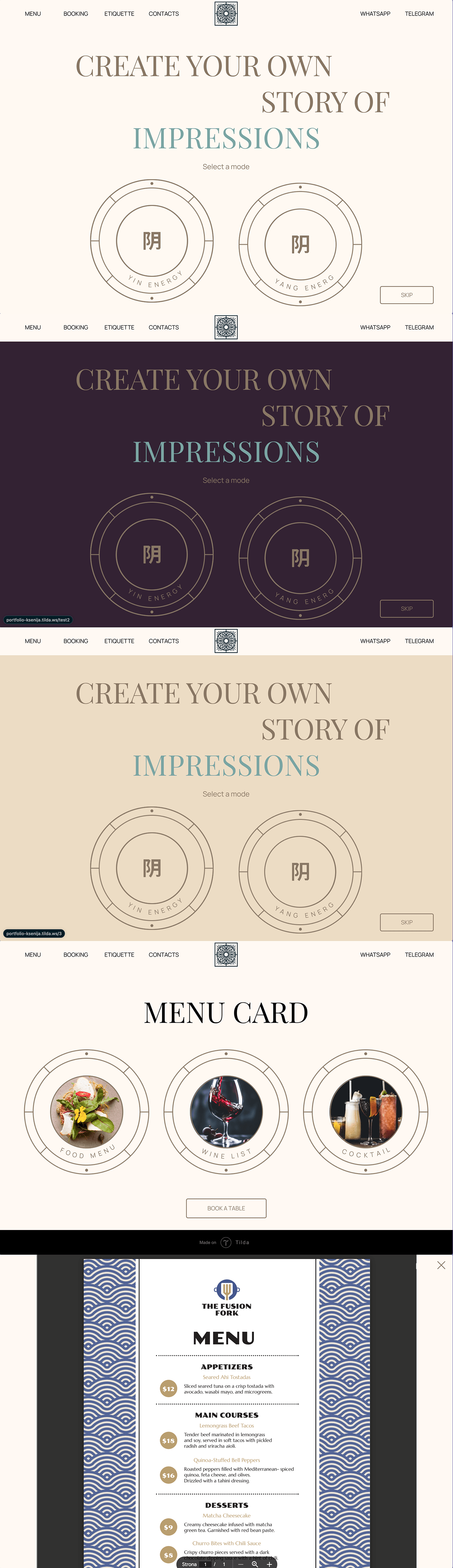 restaurant Website Web Design  user interface user experience graphic design  Figma tilda Restaurantwebdesign restaurantwebsite