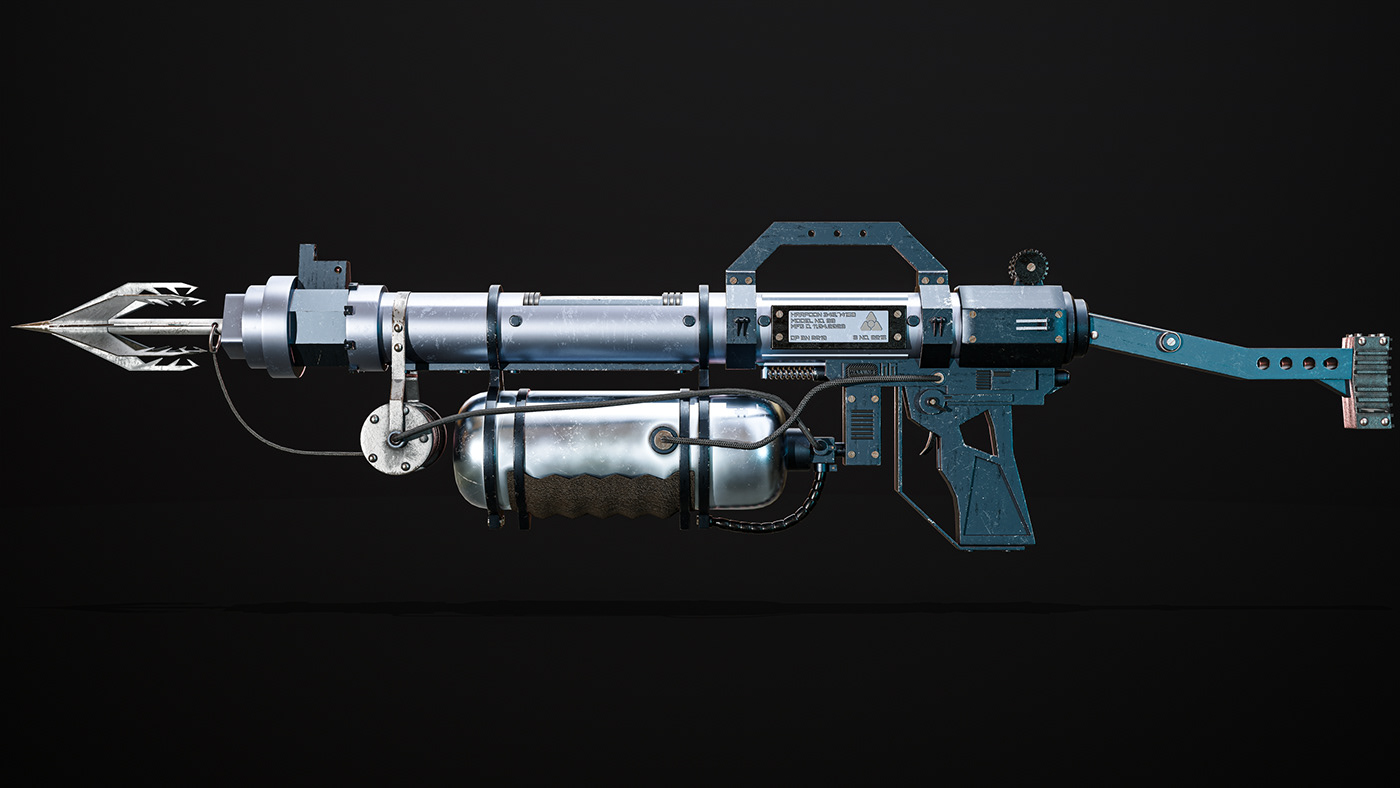 3D 3D model ak47 Gun Harpoon harpoon gun modelling Render Weapon weapon 3d model