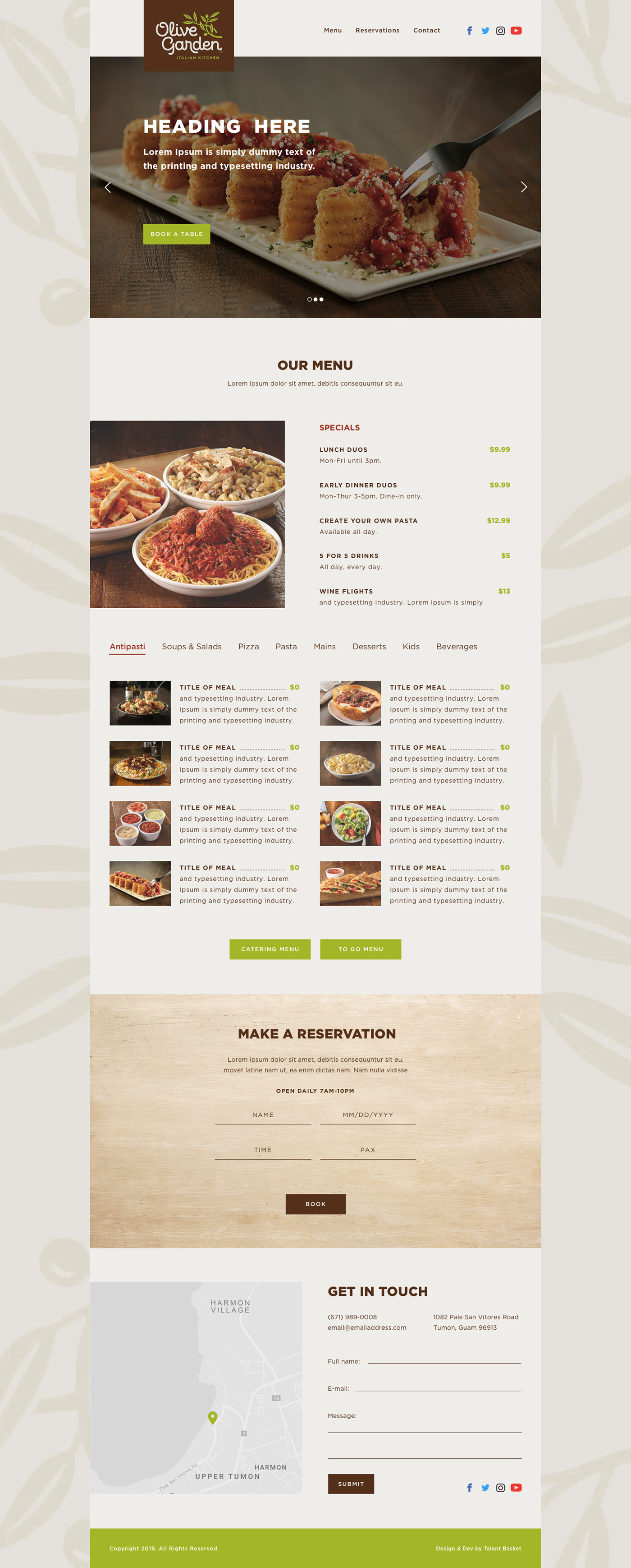 Website Webdesign UI ux Restaurant Website Olive Garden italian website Food Website menu landing page
