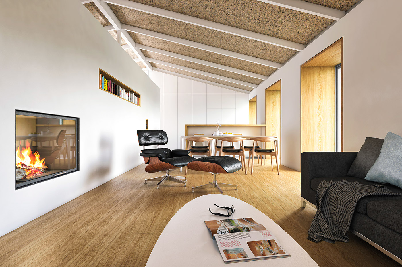 3D Render rendering house restoration Interior living exterior photoshop 3dmax design forest 3D Rendering kitchen minimal