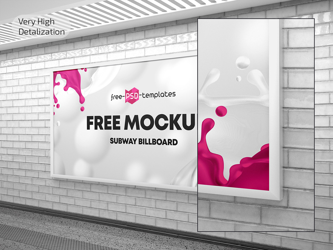 banner billboard free freebie Mockup mockups psd subway underground